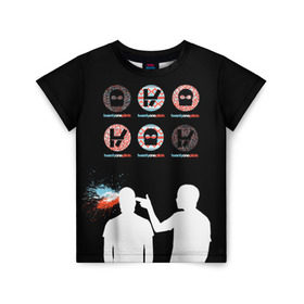 Детская футболка 3D с принтом Twenty one pilots в Санкт-Петербурге, 100% гипоаллергенный полиэфир | прямой крой, круглый вырез горловины, длина до линии бедер, чуть спущенное плечо, ткань немного тянется | rock | t.o.p. | top | twenty one pilots | рок