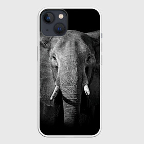 Чехол для iPhone 13 с принтом Слон в Санкт-Петербурге,  |  | animal | big | black   white | elephant | wild | большой | дикий | животное | слон | черно   белый