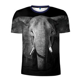 Мужская футболка 3D спортивная с принтом Слон в Санкт-Петербурге, 100% полиэстер с улучшенными характеристиками | приталенный силуэт, круглая горловина, широкие плечи, сужается к линии бедра | animal | big | black   white | elephant | wild | большой | дикий | животное | слон | черно   белый