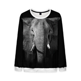 Мужской свитшот 3D с принтом Слон в Санкт-Петербурге, 100% полиэстер с мягким внутренним слоем | круглый вырез горловины, мягкая резинка на манжетах и поясе, свободная посадка по фигуре | animal | big | black   white | elephant | wild | большой | дикий | животное | слон | черно   белый