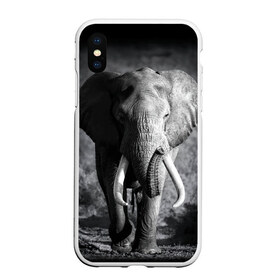Чехол для iPhone XS Max матовый с принтом Слон в Санкт-Петербурге, Силикон | Область печати: задняя сторона чехла, без боковых панелей | africa | animal | big | black   white | elephant | go | road | savannah | wild | африка | большой | дикий | дорога | животное | идет | саванна | слон | черно   белый