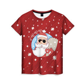 Женская футболка 3D с принтом HoHoHo в Санкт-Петербурге, 100% полиэфир ( синтетическое хлопкоподобное полотно) | прямой крой, круглый вырез горловины, длина до линии бедер | 2017 год | deer | ho | merry christmas | new year | santa | дед мороз | зима | клаус | новый год | ночь | праздник | рождество | санта | снег