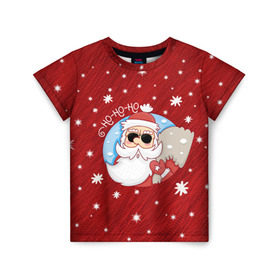 Детская футболка 3D с принтом HoHoHo в Санкт-Петербурге, 100% гипоаллергенный полиэфир | прямой крой, круглый вырез горловины, длина до линии бедер, чуть спущенное плечо, ткань немного тянется | 2017 год | deer | ho | merry christmas | new year | santa | дед мороз | зима | клаус | новый год | ночь | праздник | рождество | санта | снег