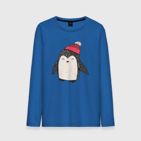 Мужской лонгслив хлопок с принтом Пингвин в шапке в Санкт-Петербурге, 100% хлопок |  | милота