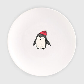 Тарелка с принтом Пингвин в шапке в Санкт-Петербурге, фарфор | диаметр - 210 мм
диаметр для нанесения принта - 120 мм | милота