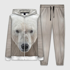 Женский костюм 3D с принтом Белый медведь в Санкт-Петербурге,  |  | animal | bear | eyes | head | north | polar | predator | white | wild | белый | взгляд | голова | дикий | животное | медведь | полярный | север | хищник