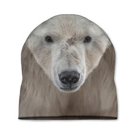 Шапка 3D с принтом Белый медведь в Санкт-Петербурге, 100% полиэстер | универсальный размер, печать по всей поверхности изделия | animal | bear | eyes | head | north | polar | predator | white | wild | белый | взгляд | голова | дикий | животное | медведь | полярный | север | хищник