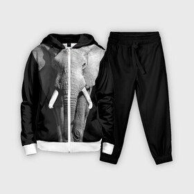 Детский костюм 3D с принтом Слон в Санкт-Петербурге,  |  | africa | big | black   white | elephant is an animal | shroud | tusks | африка | бивни | большой | животное | идет | савана | слон | черно   белый