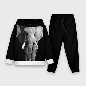 Детский костюм 3D (с толстовкой) с принтом Слон в Санкт-Петербурге,  |  | africa | big | black   white | elephant is an animal | shroud | tusks | африка | бивни | большой | животное | идет | савана | слон | черно   белый