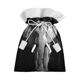 Подарочный 3D мешок с принтом Слон в Санкт-Петербурге, 100% полиэстер | Размер: 29*39 см | africa | big | black   white | elephant is an animal | shroud | tusks | африка | бивни | большой | животное | идет | савана | слон | черно   белый