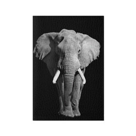 Обложка для паспорта матовая кожа с принтом Слон в Санкт-Петербурге, натуральная матовая кожа | размер 19,3 х 13,7 см; прозрачные пластиковые крепления | Тематика изображения на принте: africa | big | black   white | elephant is an animal | shroud | tusks | африка | бивни | большой | животное | идет | савана | слон | черно   белый