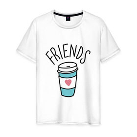 Мужская футболка хлопок с принтом best friends в Санкт-Петербурге, 100% хлопок | прямой крой, круглый вырез горловины, длина до линии бедер, слегка спущенное плечо. | Тематика изображения на принте: coffee | friends | hamburger | еда | кофе | парные