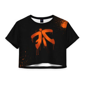 Женская футболка 3D укороченная с принтом cs:go - Fnatic (Black collection) в Санкт-Петербурге, 100% полиэстер | круглая горловина, длина футболки до линии талии, рукава с отворотами | 0x000000123 | cs | csgo | fnatic | кс | ксго | фнатик