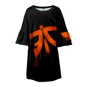 Детское платье 3D с принтом cs:go - Fnatic (Black collection) в Санкт-Петербурге, 100% полиэстер | прямой силуэт, чуть расширенный к низу. Круглая горловина, на рукавах — воланы | 0x000000123 | cs | csgo | fnatic | кс | ксго | фнатик