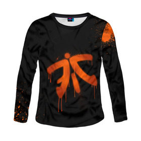 Женский лонгслив 3D с принтом cs:go - Fnatic (Black collection) в Санкт-Петербурге, 100% полиэстер | длинные рукава, круглый вырез горловины, полуприлегающий силуэт | Тематика изображения на принте: 0x000000123 | cs | csgo | fnatic | кс | ксго | фнатик