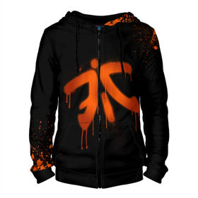 Мужская толстовка 3D на молнии с принтом cs:go - Fnatic (Black collection) в Санкт-Петербурге, 100% полиэстер | длина до линии бедра, манжеты и пояс оформлены мягкой тканевой резинкой, двухслойный капюшон со шнурком для регулировки, спереди молния, по бокам два кармана | Тематика изображения на принте: 0x000000123 | cs | csgo | fnatic | кс | ксго | фнатик