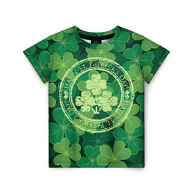 Детская футболка 3D с принтом Ireland, Happy St. Patrick`s Day в Санкт-Петербурге, 100% гипоаллергенный полиэфир | прямой крой, круглый вырез горловины, длина до линии бедер, чуть спущенное плечо, ткань немного тянется | background | clover | four | green | happy st. patricks day | holiday | ireland | leaf | petal | plant | print | зеленый | ирландия | клевер | лепесток | лист | печать | праздник | растение | счастливого святого патрика | фон | четыре
