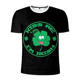 Мужская футболка 3D спортивная с принтом Ireland, Kiss me, I`m Irish в Санкт-Петербурге, 100% полиэстер с улучшенными характеристиками | приталенный силуэт, круглая горловина, широкие плечи, сужается к линии бедра | Тематика изображения на принте: animation | background | black | clover | four | green | hat | im irish | ireland | kiss me | leaf | petal | printing | smile | анимация | зелёный | ирландец | ирландия | клевер | лепесток | листок | меня | печать | поцелуй | улыбка | фон | черный | четыр