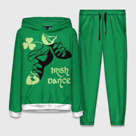 Женский костюм 3D (с толстовкой) с принтом Ireland, Irish dance в Санкт-Петербурге,  |  | background | black | clover | dance | green | ireland | irish | petal | soft shoes | зеленый | ирландия | ирландский | клевер | лепесток | мягкая | обувь | танец | фон | черная