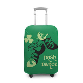 Чехол для чемодана 3D с принтом Ireland, Irish dance в Санкт-Петербурге, 86% полиэфир, 14% спандекс | двустороннее нанесение принта, прорези для ручек и колес | Тематика изображения на принте: background | black | clover | dance | green | ireland | irish | petal | soft shoes | зеленый | ирландия | ирландский | клевер | лепесток | мягкая | обувь | танец | фон | черная