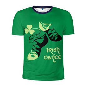 Мужская футболка 3D спортивная с принтом Ireland, Irish dance в Санкт-Петербурге, 100% полиэстер с улучшенными характеристиками | приталенный силуэт, круглая горловина, широкие плечи, сужается к линии бедра | background | black | clover | dance | green | ireland | irish | petal | soft shoes | зеленый | ирландия | ирландский | клевер | лепесток | мягкая | обувь | танец | фон | черная