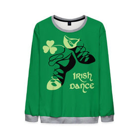 Мужской свитшот 3D с принтом Ireland, Irish dance в Санкт-Петербурге, 100% полиэстер с мягким внутренним слоем | круглый вырез горловины, мягкая резинка на манжетах и поясе, свободная посадка по фигуре | background | black | clover | dance | green | ireland | irish | petal | soft shoes | зеленый | ирландия | ирландский | клевер | лепесток | мягкая | обувь | танец | фон | черная