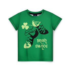 Детская футболка 3D с принтом Ireland, Irish dance в Санкт-Петербурге, 100% гипоаллергенный полиэфир | прямой крой, круглый вырез горловины, длина до линии бедер, чуть спущенное плечо, ткань немного тянется | background | black | clover | dance | green | ireland | irish | petal | soft shoes | зеленый | ирландия | ирландский | клевер | лепесток | мягкая | обувь | танец | фон | черная