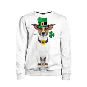Детский свитшот 3D с принтом Ирландия в Санкт-Петербурге, 100% полиэстер | свободная посадка, прямой крой, мягкая тканевая резинка на рукавах и понизу свитшота | animal | breed | clover | dog | folk | fun | funny | hat | hero | ireland | irish | saint patrick | герой | животное | ирландия | ирландский | клевер | народный | порода | прикол | святой патрик | собака | шляпа | шутка