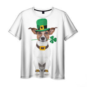 Мужская футболка 3D с принтом Ирландия в Санкт-Петербурге, 100% полиэфир | прямой крой, круглый вырез горловины, длина до линии бедер | Тематика изображения на принте: animal | breed | clover | dog | folk | fun | funny | hat | hero | ireland | irish | saint patrick | герой | животное | ирландия | ирландский | клевер | народный | порода | прикол | святой патрик | собака | шляпа | шутка