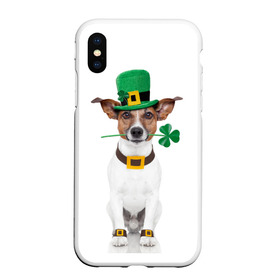Чехол для iPhone XS Max матовый с принтом Ирландия в Санкт-Петербурге, Силикон | Область печати: задняя сторона чехла, без боковых панелей | animal | breed | clover | dog | folk | fun | funny | hat | hero | ireland | irish | saint patrick | герой | животное | ирландия | ирландский | клевер | народный | порода | прикол | святой патрик | собака | шляпа | шутка