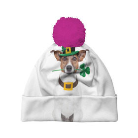Шапка 3D c помпоном с принтом Ирландия в Санкт-Петербурге, 100% полиэстер | универсальный размер, печать по всей поверхности изделия | animal | breed | clover | dog | folk | fun | funny | hat | hero | ireland | irish | saint patrick | герой | животное | ирландия | ирландский | клевер | народный | порода | прикол | святой патрик | собака | шляпа | шутка