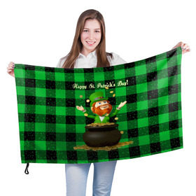 Флаг 3D с принтом Ирландия в Санкт-Петербурге, 100% полиэстер | плотность ткани — 95 г/м2, размер — 67 х 109 см. Принт наносится с одной стороны | irish | st. patricks day | зеленый | ирландец | лепрекон