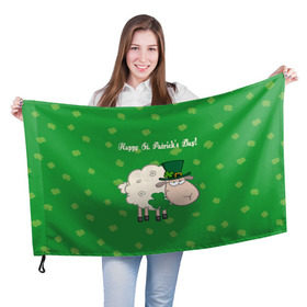 Флаг 3D с принтом Ирландия в Санкт-Петербурге, 100% полиэстер | плотность ткани — 95 г/м2, размер — 67 х 109 см. Принт наносится с одной стороны | irish | sheep | st. patricks day | зеленый | ирландец | лепрекон | оваечка | овца