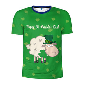 Мужская футболка 3D спортивная с принтом Ирландия в Санкт-Петербурге, 100% полиэстер с улучшенными характеристиками | приталенный силуэт, круглая горловина, широкие плечи, сужается к линии бедра | Тематика изображения на принте: irish | sheep | st. patricks day | зеленый | ирландец | лепрекон | оваечка | овца