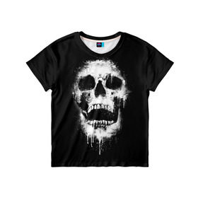 Детская футболка 3D с принтом Evil Skull в Санкт-Петербурге, 100% гипоаллергенный полиэфир | прямой крой, круглый вырез горловины, длина до линии бедер, чуть спущенное плечо, ткань немного тянется | Тематика изображения на принте: bone | dark | death | evil | hipster | skelet | skull | кости | скелет | темнота | хипстер | череп