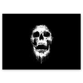 Поздравительная открытка с принтом Evil Skull в Санкт-Петербурге, 100% бумага | плотность бумаги 280 г/м2, матовая, на обратной стороне линовка и место для марки
 | bone | dark | death | evil | hipster | skelet | skull | кости | скелет | темнота | хипстер | череп