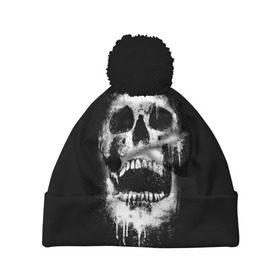 Шапка 3D c помпоном с принтом Evil Skull в Санкт-Петербурге, 100% полиэстер | универсальный размер, печать по всей поверхности изделия | bone | dark | death | evil | hipster | skelet | skull | кости | скелет | темнота | хипстер | череп