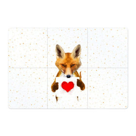 Магнитный плакат 3Х2 с принтом Влюбленная лиса в Санкт-Петербурге, Полимерный материал с магнитным слоем | 6 деталей размером 9*9 см | animal | beast | fox | heart | love | orange | животное | зверь | лис | лиса | личиска | любовь | рыжая | сердце