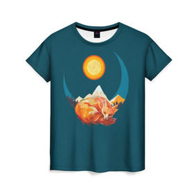 Женская футболка 3D с принтом Лиса под солнцем в Санкт-Петербурге, 100% полиэфир ( синтетическое хлопкоподобное полотно) | прямой крой, круглый вырез горловины, длина до линии бедер | animal | beast | fox | heart | love | orange | животное | зверь | лис | лиса | личиска | любовь | природа | рыжая | сердце | солнце