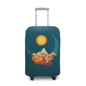 Чехол для чемодана 3D с принтом Лиса под солнцем в Санкт-Петербурге, 86% полиэфир, 14% спандекс | двустороннее нанесение принта, прорези для ручек и колес | animal | beast | fox | heart | love | orange | животное | зверь | лис | лиса | личиска | любовь | природа | рыжая | сердце | солнце