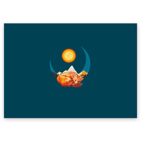 Поздравительная открытка с принтом Лиса под солнцем в Санкт-Петербурге, 100% бумага | плотность бумаги 280 г/м2, матовая, на обратной стороне линовка и место для марки
 | animal | beast | fox | heart | love | orange | животное | зверь | лис | лиса | личиска | любовь | природа | рыжая | сердце | солнце