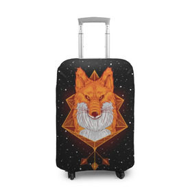 Чехол для чемодана 3D с принтом Огненный лис в Санкт-Петербурге, 86% полиэфир, 14% спандекс | двустороннее нанесение принта, прорези для ручек и колес | animal | beast | fox | heart | love | orange | животное | зверь | лис | лиса | личиска | любовь | огонь | пламя | рыжая | сердце