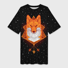 Платье-футболка 3D с принтом Огненный лис в Санкт-Петербурге,  |  | animal | beast | fox | heart | love | orange | животное | зверь | лис | лиса | личиска | любовь | огонь | пламя | рыжая | сердце