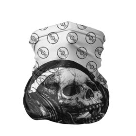 Бандана-труба 3D с принтом Череп меломана в Санкт-Петербурге, 100% полиэстер, ткань с особыми свойствами — Activecool | плотность 150‒180 г/м2; хорошо тянется, но сохраняет форму | bone | dark | death | dubstep | electro | evil | hipster | metal | music | rock | skelet | skull | дабстеп | кости | меломан | метал | музыка | наушники | рок | скелет | хипстер | череп