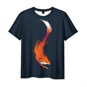 Мужская футболка 3D с принтом Хитрая лисичка в Санкт-Петербурге, 100% полиэфир | прямой крой, круглый вырез горловины, длина до линии бедер | animal | beast | fox | heart | love | orange | животное | зверь | лис | лиса | личиска | любовь | рыжая | сердце