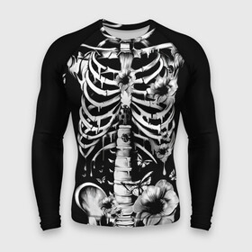Мужской рашгард 3D с принтом Floral Skeleton в Санкт-Петербурге,  |  | art | bone | dark | death | fashion | flower | hipster | skelet | skull | арт | грудь | кости | мода | ребра | скелет | стиль | темный | хипстер | цвет | череп