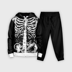 Детский костюм 3D с принтом Floral Skeleton в Санкт-Петербурге,  |  | art | bone | dark | death | fashion | flower | hipster | skelet | skull | арт | грудь | кости | мода | ребра | скелет | стиль | темный | хипстер | цвет | череп