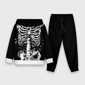Детский костюм 3D (с толстовкой) с принтом Floral Skeleton в Санкт-Петербурге,  |  | art | bone | dark | death | fashion | flower | hipster | skelet | skull | арт | грудь | кости | мода | ребра | скелет | стиль | темный | хипстер | цвет | череп
