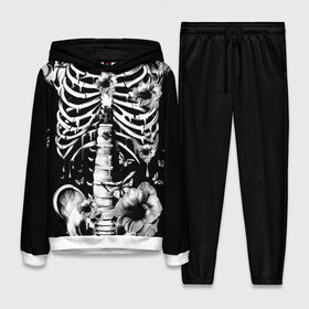 Женский костюм 3D (с толстовкой) с принтом Floral Skeleton в Санкт-Петербурге,  |  | art | bone | dark | death | fashion | flower | hipster | skelet | skull | арт | грудь | кости | мода | ребра | скелет | стиль | темный | хипстер | цвет | череп