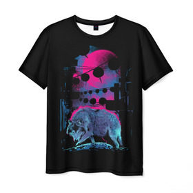 Мужская футболка 3D с принтом Wolf Town в Санкт-Петербурге, 100% полиэфир | прямой крой, круглый вырез горловины, длина до линии бедер | animal | beast | lunar | moon | nature | planet | rage | roar | space | wolf | волк | город | деревня | животное | зверь | космос | луна | лунный | планета | рык | ярость